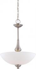 NUVO 60/5038 - Patton - 3 Light Pendant with Frosted Glass - Brushed Nickel Finish