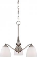 NUVO 60/5042 - Patton - 3 Light Chandelier (Arms Down) with Frosted Glass - Brushed Nickel Finish