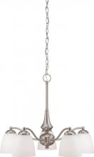 NUVO 60/5043 - Patton - 5 Light Chandelier (Arms Down) with Frosted Glass - Brushed Nickel Finish