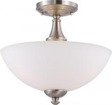 NUVO 60/5044 - Patton - 3 Light Semi Flush with Frosted Glass - Brushed Nickel Finish