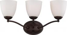 NUVO 60/5133 - Patton - 3 Light Vanity with Frosted Glass - Prairie Bronze Finish