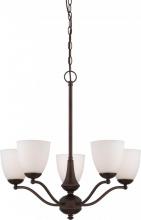 NUVO 60/5135 - Patton - 5 Light Chandelier (Arms Up) with Frosted Glass - Prairie Bronze Finish