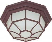 NUVO 60/535 - 1 Light - 12" Flush Spider Cage with Glass Lens - Old Bronze Finish