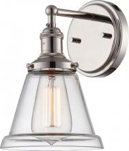 NUVO 60/5412 - Vintage - 1 Light Sconce with Clear Glass - Polished Nickel Finish