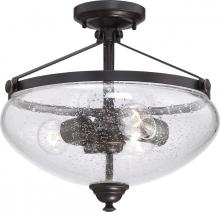 NUVO 60/5544 - Laurel - 3 Light Semi Flush with Clear Seeded Glass - Sudbury Bronze Finish