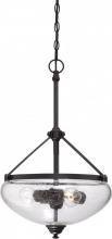 NUVO 60/5547 - Laurel - 3 Light Pendant with Clear Seeded Glass - Sudbury Bronze Finish