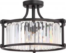 NUVO 60/5773 - Krys- 3 Light Crystal Accent Semi Flush Mount - Aged Bronze Finish
