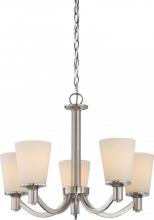 NUVO 60/5825 - Laguna - 5 Light Hanging with White Glass - Brushed Nickel Finish