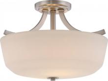NUVO 60/5826 - Laguna - 2 Light Semi Flush with White Glass - Brushed Nickel Finish