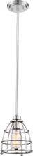 NUVO 60/5837 - Maxx - 1 Light Small Caged Pendant with - Polished Nickel Finish