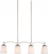 NUVO 60/5875 - Laguna - 4 Light Island Pendant with White Glass - Brushed Nickel Finish