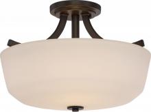 NUVO 60/5926 - Laguna - 2 Light Semi Flush with White Glass - Forest Bronze Finish