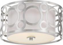 NUVO 60/5942 - Filigree - 2 Light Flushwith White Linen Shade - Brushed Nickel Finish