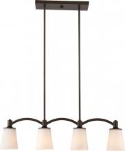 NUVO 60/5975 - Laguna - 4 Light Island Pendant with White Glass - Forest Bronze Finish