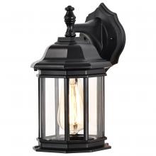 NUVO 60/6119 - Hopkins Outdoor Collection 12 inch Small Wall Light; Matte Black Finish with Clear Glass