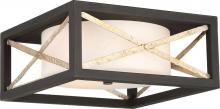 NUVO 60/6132 - Boxer - 2 Light Flush Fixture with Satin White Glass - Matte Black Finish with Antique Silver