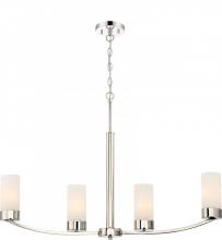 NUVO 60/6228 - Denver - 4 Light Island Pendant with Satin White Glass - Polished Nickel Finish