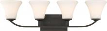 NUVO 60/6304 - Fawn - 4 Light Vanity with Satin White Glass - Mahogany Bronze Finish