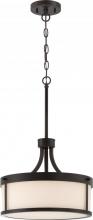 NUVO 60/6327 - Denver - 2 Light Pendant with Satin White Glass - Mahogany Bronze Finish