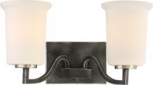 NUVO 60/6372 - Chester - 2 Light Vanity with White Glass - Iron Black with Brushed Nickel Accents