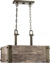 NUVO 60/6422 - Winchester - 4 Light Square Pendant with Aged Wood - Bronze