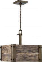 NUVO 60/6423 - Winchester - 4 Light Square Pendant with Aged Wood - Bronze