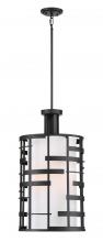 NUVO 60/6433 - Lansing - 4 Light Pendant with White Fabric Shade & Opal Diffuser - Midnight Bronze Finish