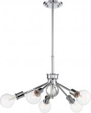 NUVO 60/6565 - Bounce - 5 Light Pendant with Crystal Accent - Polished Nickel Finish