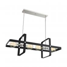 NUVO 60/6625 - Prana - 4Light Island Pendant - Matte Black Finish with Brushed Nickel Accents