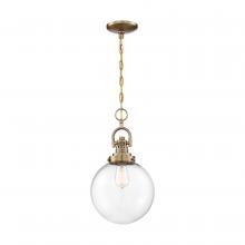 NUVO 60/6671 - Skyloft- 1 Light Pendant - with Clear Glass - Burnished Brass Finish