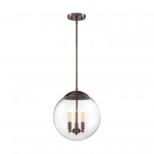 NUVO 60/6741 - Ariel - 3 Light Pendant - with Clear Seedy Glass -Antique Copper Finish