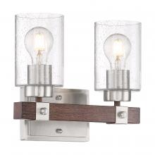 NUVO 60/6962 - Arabel - 2 Light Vanity - with Clear Seeded Glass -Brushed Nickel and Nutmeg Wood Finish