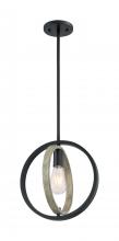NUVO 60/6984 - Augusta - 1 Light Mini Pendant with- Black and Wood Finish