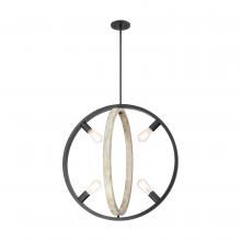 NUVO 60/6985 - Augusta - 4 Light Pendant - Black with Gray Wood Finish