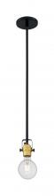 NUVO 60/6987 - Mantra - 1 Light Mini Pendant with- Black and Brushed Brass Finish