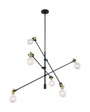 NUVO 60/6989 - Mantra - 6 Light Pendant with- Black and Brass Accents Finish