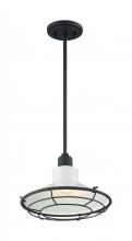 NUVO 60/7054 - Blue Harbor - 1 Light Pendant with- Gloss White and Black Accents Finish