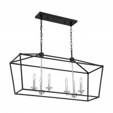 NUVO 60/7146 - Storyteller - 6 Light Island Pendant with- Matte Black and Polished Nickel Accents Finish