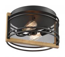 NUVO 60/7263 - Atelier - 2 Light Flush Mount with- Black and Honey Wood Finish