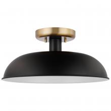 NUVO 60/7491 - Colony; 1 Light; Small Semi-Flush Mount Fixture; Matte Black with Burnished Brass