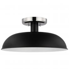 NUVO 60/7492 - Colony; 1 Light; Small Semi-Flush Mount Fixture; Matte Black with Polished Nickel