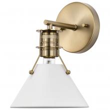 NUVO 60/7520 - Outpost; 1 Light; Wall Sconce; Matte White with Burnished Brass
