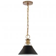 NUVO 60/7521 - Outpost; 1 Light; Small Pendant; Matte Black with Burnished Brass