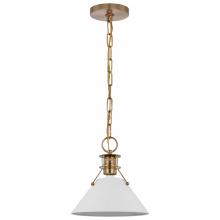 NUVO 60/7522 - Outpost; 1 Light; Small Pendant; Matte White with Burnished Brass