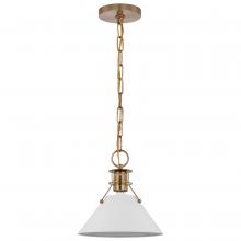 NUVO 60/7526 - Outpost; 1 Light; Large Pendant; Matte White with Burnished Brass