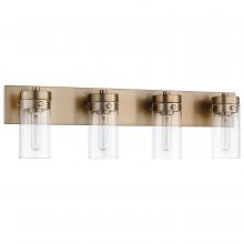 NUVO 60/7534 - Intersection; 4 Light; Vanity; Burnished Brass with Clear Glass