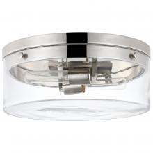 NUVO 60/7636 - Intersection; Small Flush Mount Fixture; Polished Nickel with Clear Glass