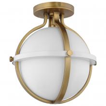 NUVO 60/7663 - Lincoln; 1 Light Semi Flush Mount; Medium Base; 60 Watt; Matte White Finish; White Opal Glass