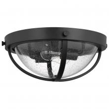 NUVO 60/7672 - Lincoln; 2 Light Large Flush Mount; Medium Base; 60 Watt; Matte Black Finish; Clear Seeded Glass