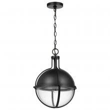NUVO 60/7675 - Lincoln; 1 Light Large Pendant; Medium Base; 60 Watt; Matte Black Finish; Clear Seeded Glass